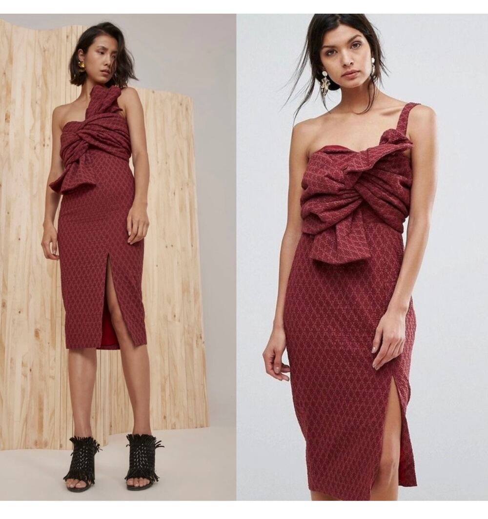 NWT C/MEO Collective Scarlet Give You Up Dress Size Large Maeve Bow Cocktail